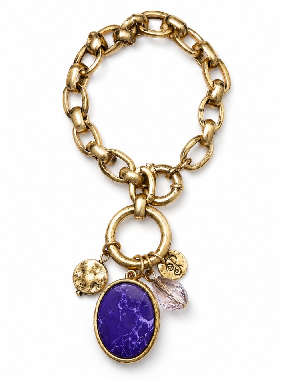 Royal Violet Charm Link Bracelet